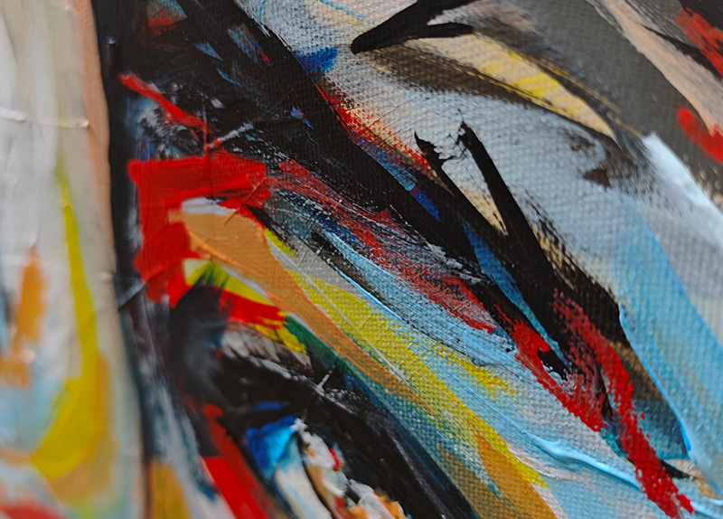 age of static – Detailansicht einer Acrylmalerei, mixed media von Carolyn Mielke