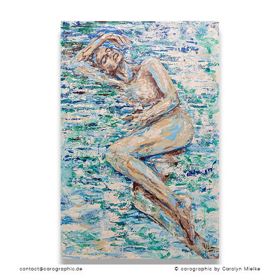 Frau im Wasser als Acryl-Malerei von Carolyn Mielke.