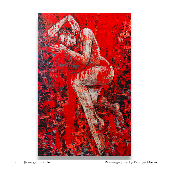 Enja Brandt Frau in rot als Acryl-Malerei von Carolyn Mielke.