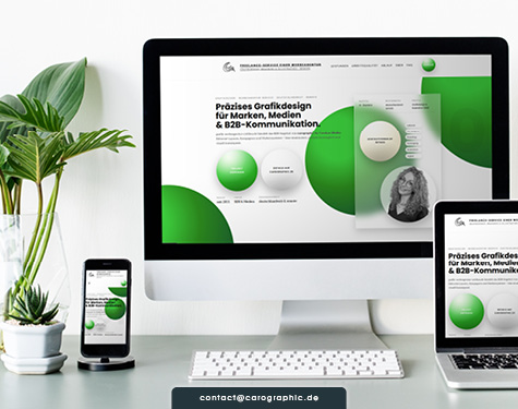 Digitale Markenpräsenz für Grafikdesign, B2B-Kommunikation und Corporate Design mit klarem visuellem Markenauftritt